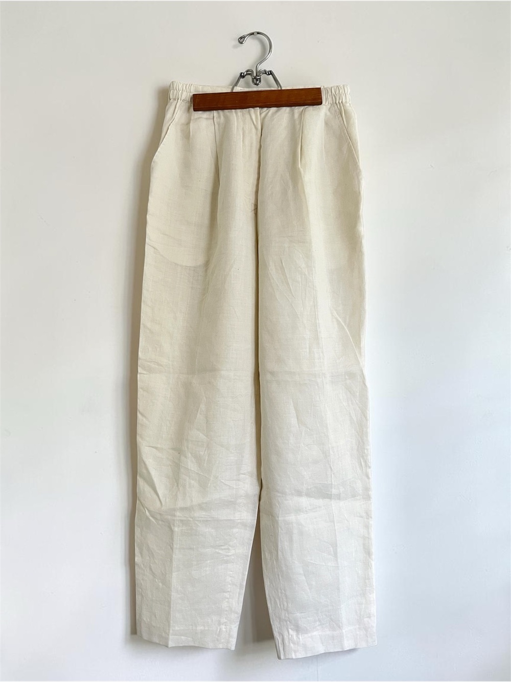 Vintage 90s Liberty Fashions Cream White Linen Trousers Pleat